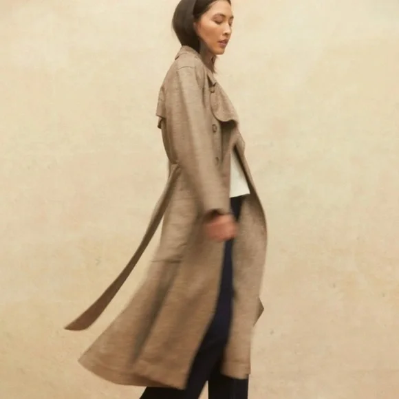 NEW NWT Christy Dawn The Marlow Trench Tobacco Specks Jacket Coat - Picture 4 of 10